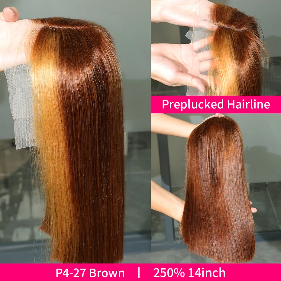

100 Human Hair Lace Frontal Wigs #4 27 Brown Raw Hair Vietnamese 250 Density Straight Blonde 13x4 Bob Lace Front Human Hair Wig