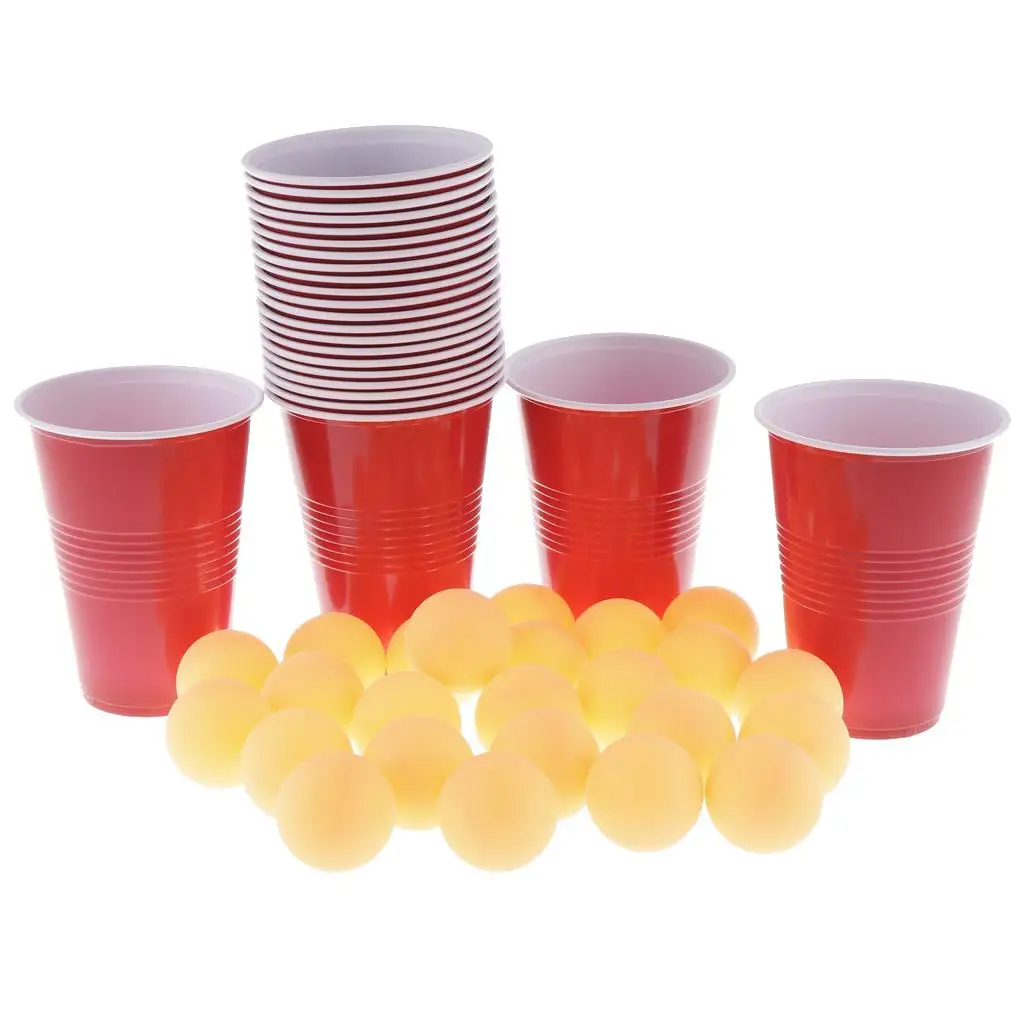 Beer Pong Drinking Game Set  -  24  Cups  24  Pong  Balls  for Entertainment and Game