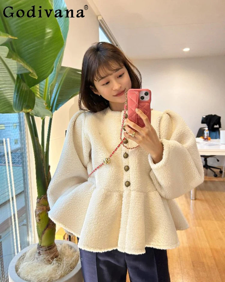 

Japanese Celebrity Style Sweet Fur Coat Lady Autumn and Winter Warm Thickened Faux Fur Jacket Women Loose Short Woolen Caots