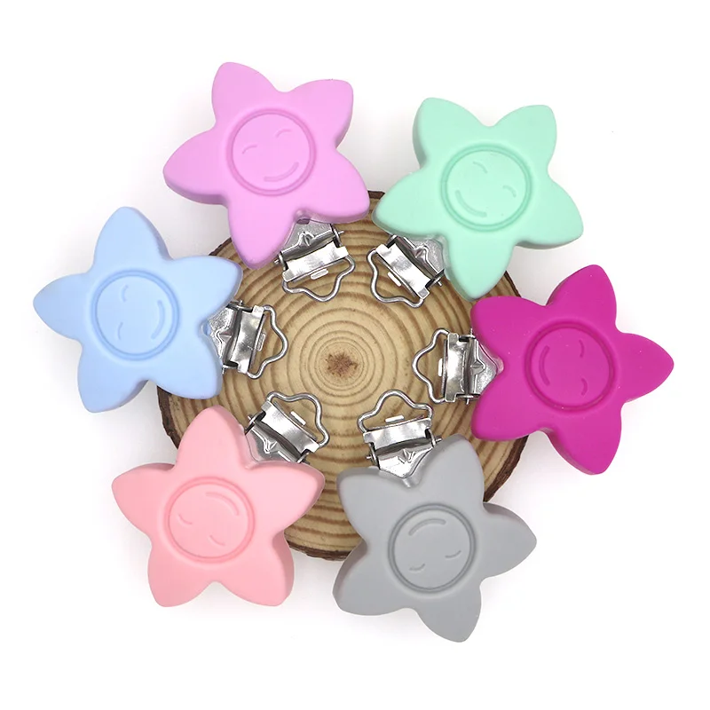 Kovict 3/5pcs Silicone Five Pointed Star Smiley Face Clip DIY Bag Hat Chain Keychain Holder Clamps Jewelry Handmade Accessories