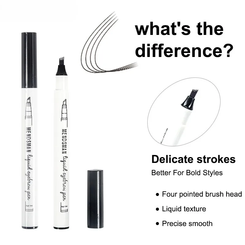 Fine Tip 4‑Prong Liquid Eyebrow Pen, Long‑Lasting Smooth Fork‑Tip Brow Makeup for Natural Eyebrow Drawing
