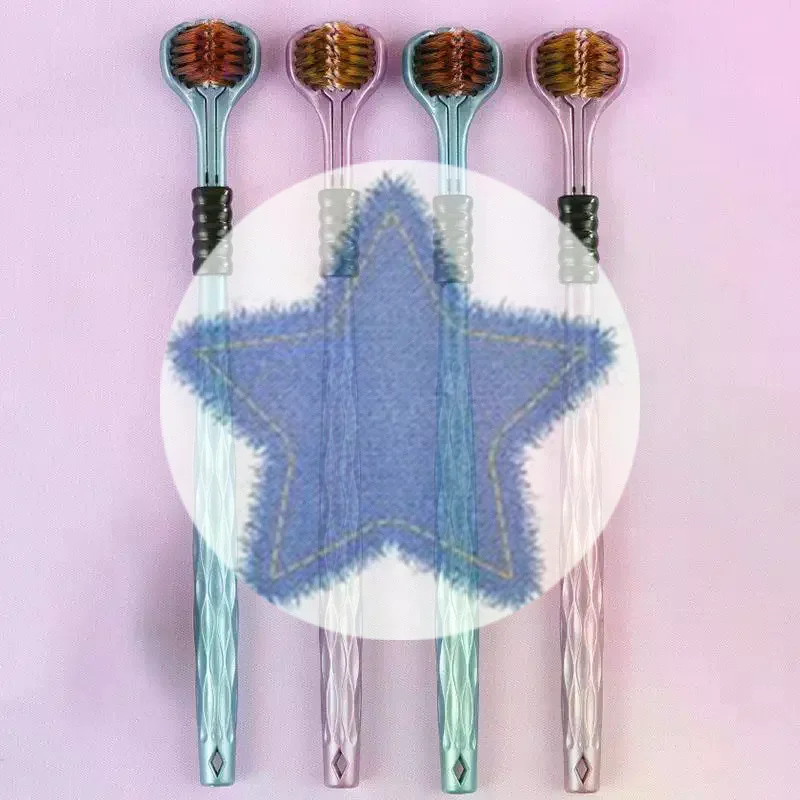 (HS) فرشاة أسنان ستيريو ثلاثية الأبعاد ثلاثية الجوانب، فرشاة أسنان ناعمة للغاية للكبار، مكشطة لسان للعناية بالفم 360 درجة °   تنظيف فرشاة الأسنان.