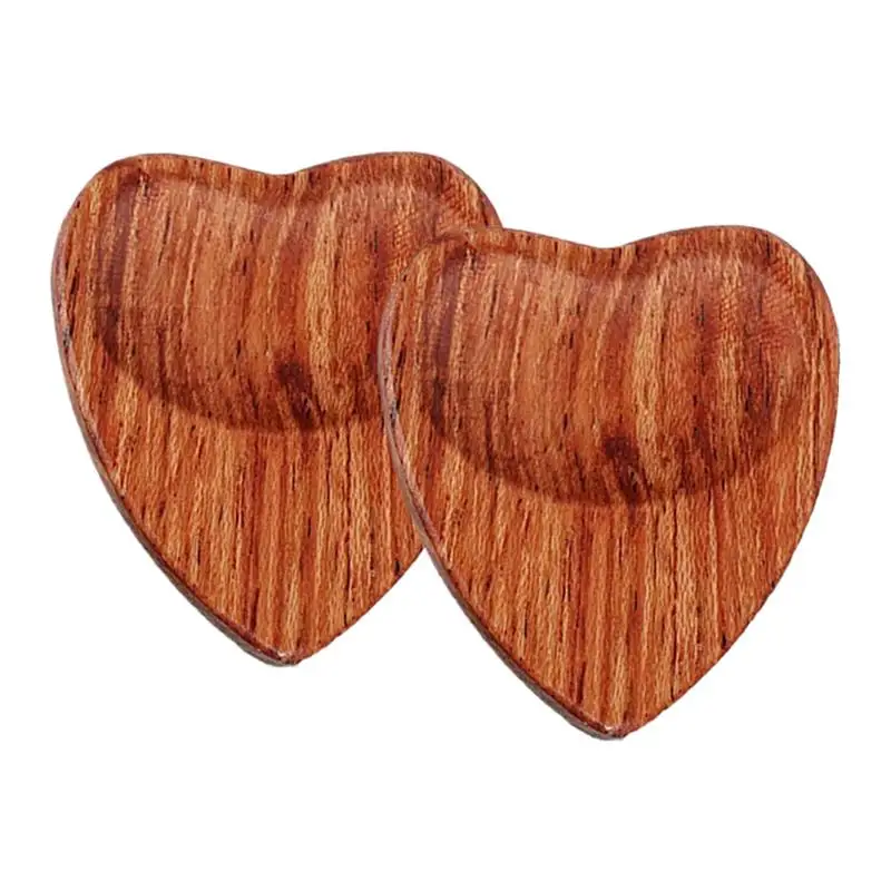 Guitar Picks For Acoustic Guitar Heart Shape Ukulele Picks Guitar Pics Picks Grip Solid Wood 2 Pieces Smooth Guitar Pick Grips