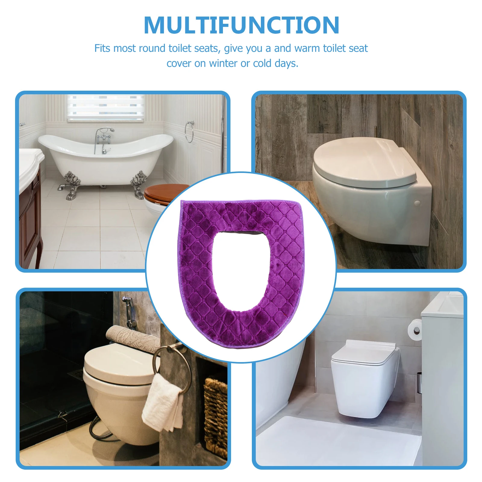 

1pc Toilet Seat Cover Washable Reusable Cushion Pad Zipper Thick Winter Warm Bathroom Decor Soft Comfortable Chic Design