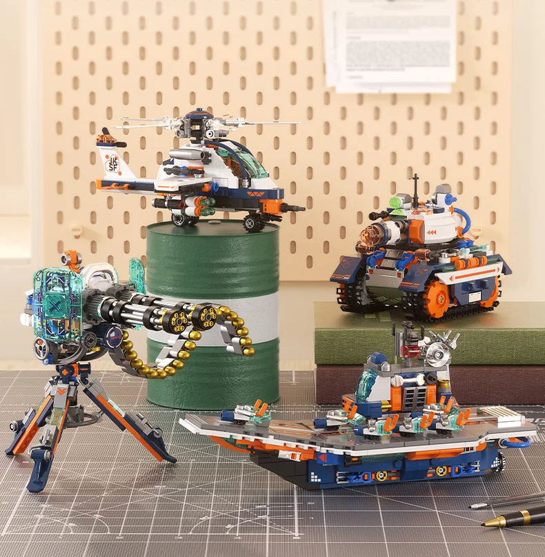 حاملة طائرات قتالية JAKI ، وحدات بناء للأطفال ، طائرات ثقيلة للغاية ، مدفع خفيف ، نموذج دبابات ، شاشة عرض