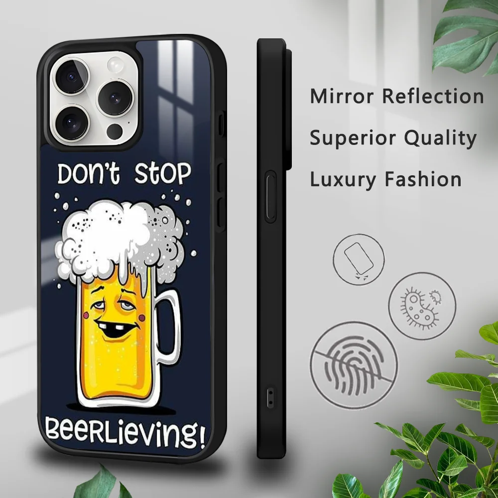 

Funny Beer Call Phone Case For iPhone 15 14 13 12 11 Pro Xs Max Mini XR X 7 8 Plus luxury Mirror Hard Funda