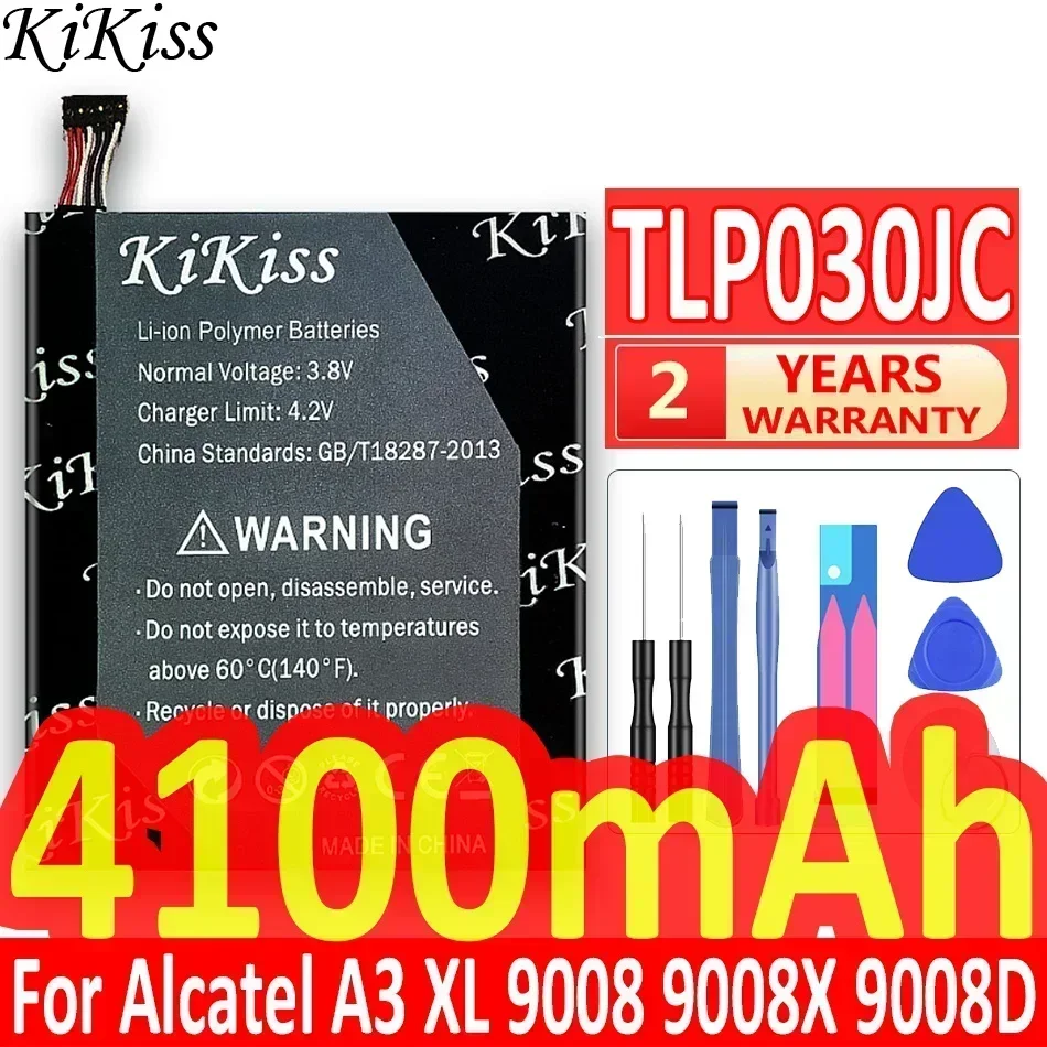 KiKiss Battery 4100mAh TLP030JC For ALCATEL A3 XL 9008D 9008X CAC3000034CC Mobile Phone