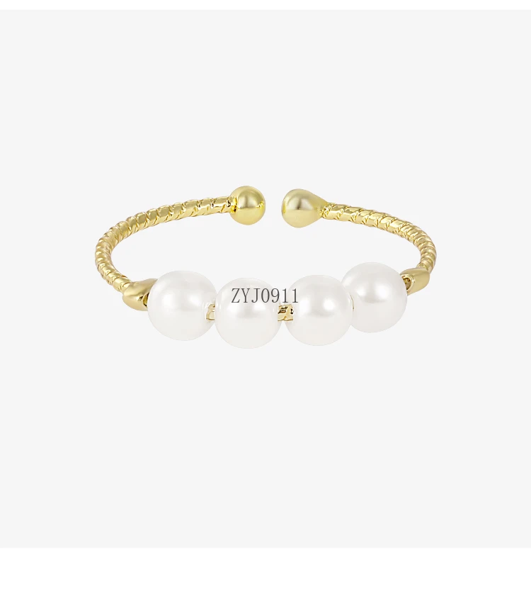 Anello di perle da donna, anello semplice, design di nicchia con apertura ad anello semplice e versatile