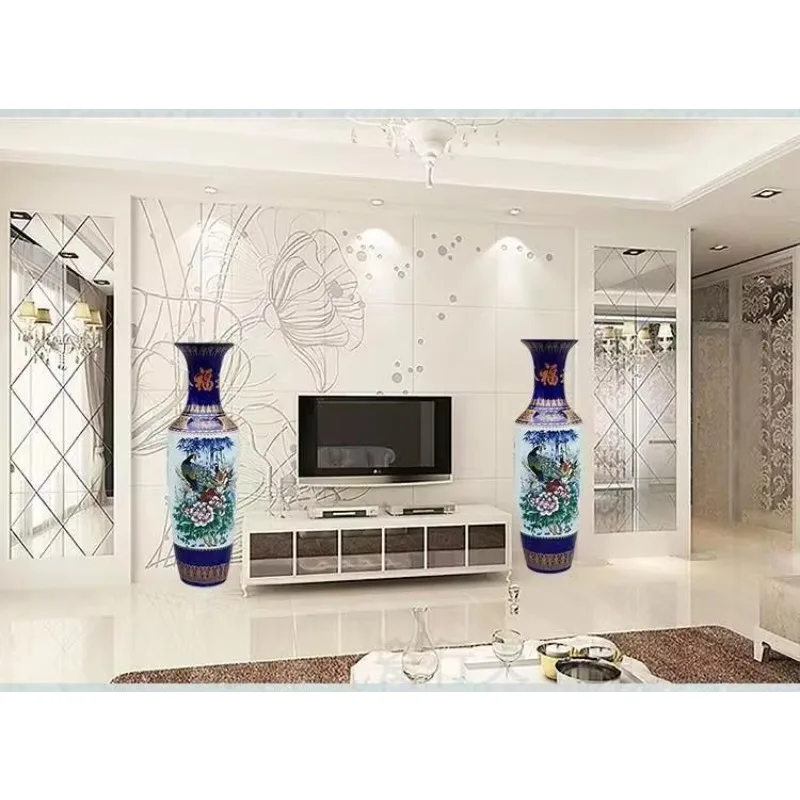 LMM floor-to-ceiling pastel large vase entrance Chinese living room hotel large ornament