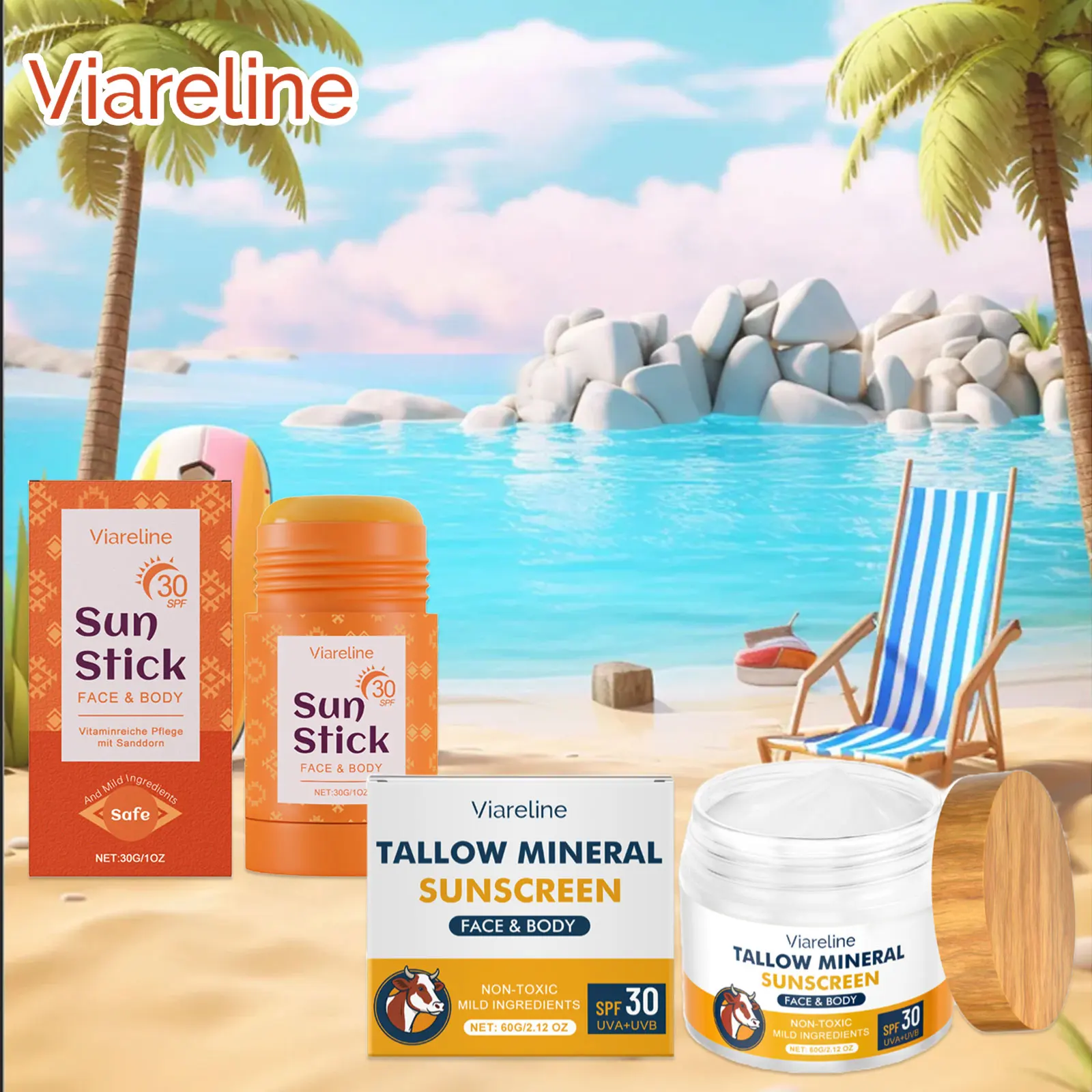 

Tallow Sunscreen Spf 30+ Anti UV Prevent Sunburn Antioxidant Lasting Sun Protection Waterproof Portable Sea-Buckthorn Sun Stick