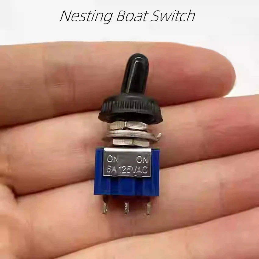 ​Blue Switch With Waterproof Cap/ Blue Switch With Wire Nesting Boat Switch 6A 125V Waterproof Power Rocker Toggle 3 Legs Button