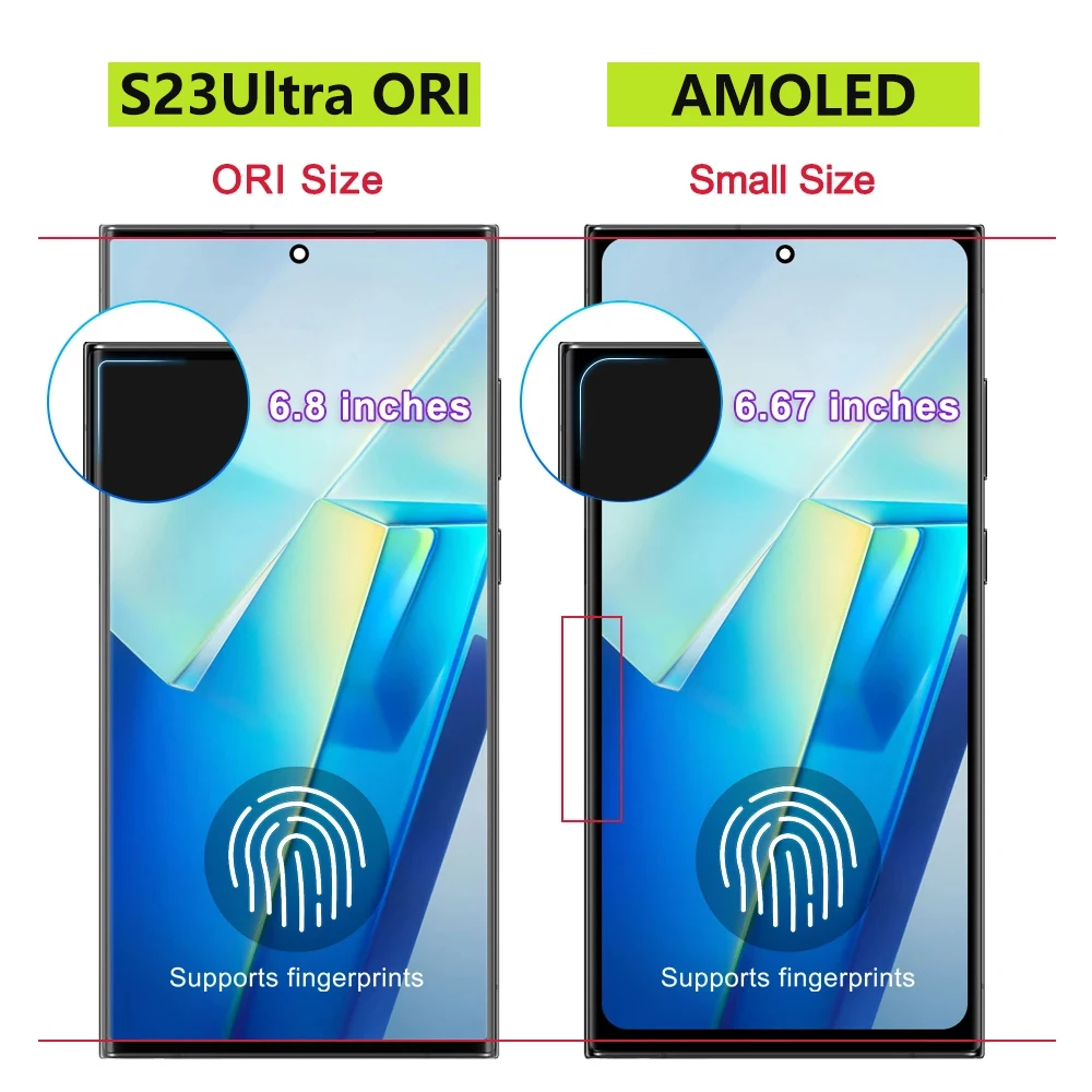 Super AMOLED S23 Ultra LCD Screen For Samsung Galaxy S23 Ultra S918B S918U LCD Display with Touch Screen Digitizer With Frame