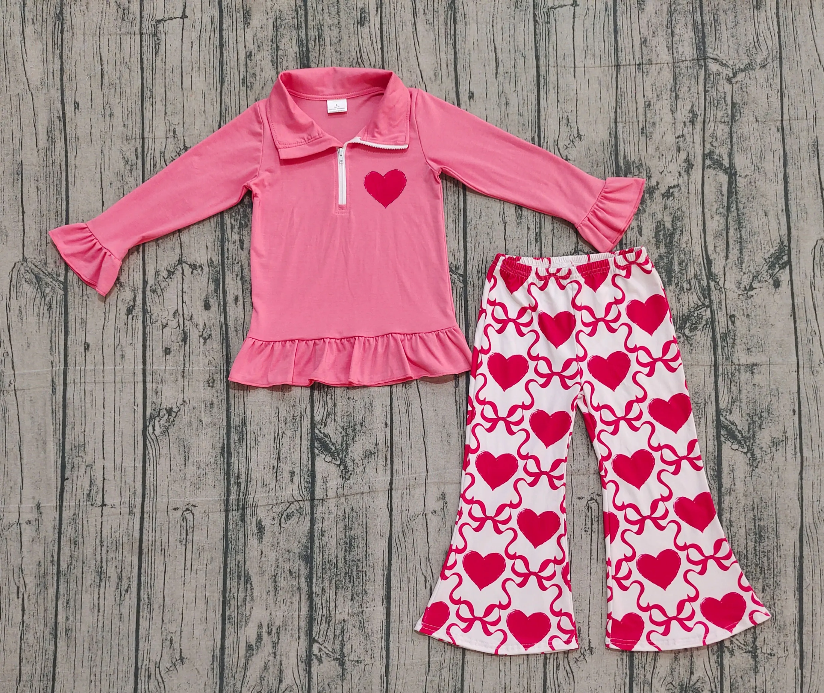 

Z1010-25 GLP2935 Kids Outfit Long Sleeve Top With Pants Set Children Valentine's Day Clothes