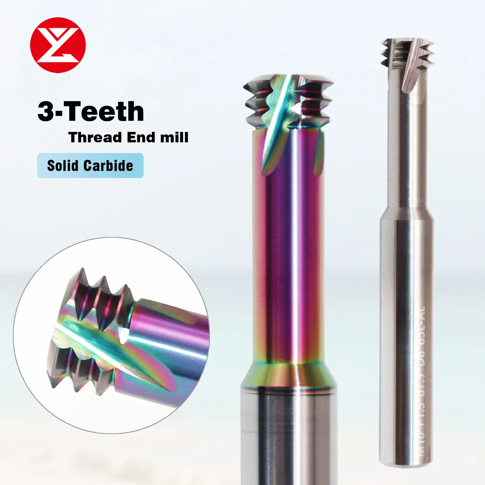 CNC Solid Carbide Three Thread Milling Cutter for Aluminum DLC Coated M1 M1.2 M1.6 M2 M2.5 M3 M8 M10 M12 Tungsten Steel Tools