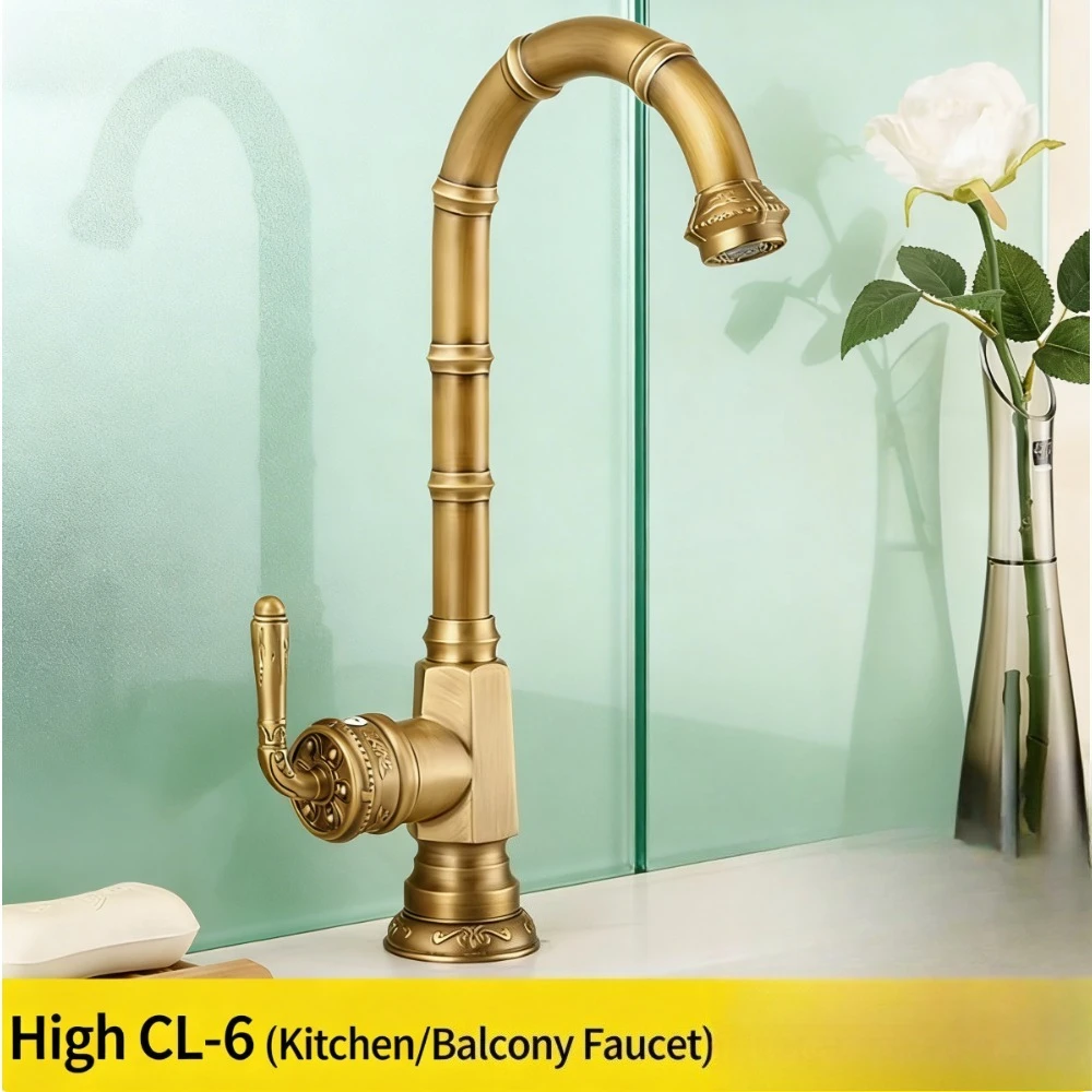 

Антикварный европейский смеситель для раковины, французский латунный кран для горячей и холодной воды, душевая лейка для мытья головы