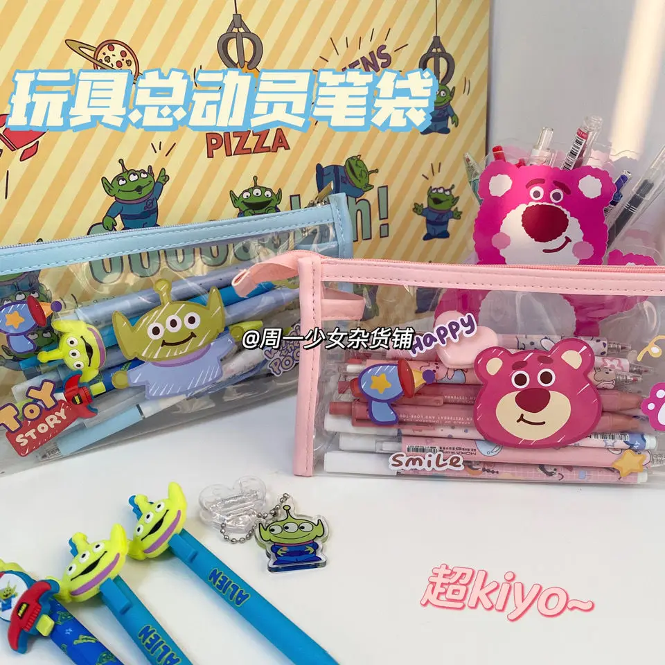 Disney Transparent Toy Story Pencil Bag 2022 New Popular Student Japanese Stationery High Value Pencil Case Cute Cosmetic Bag