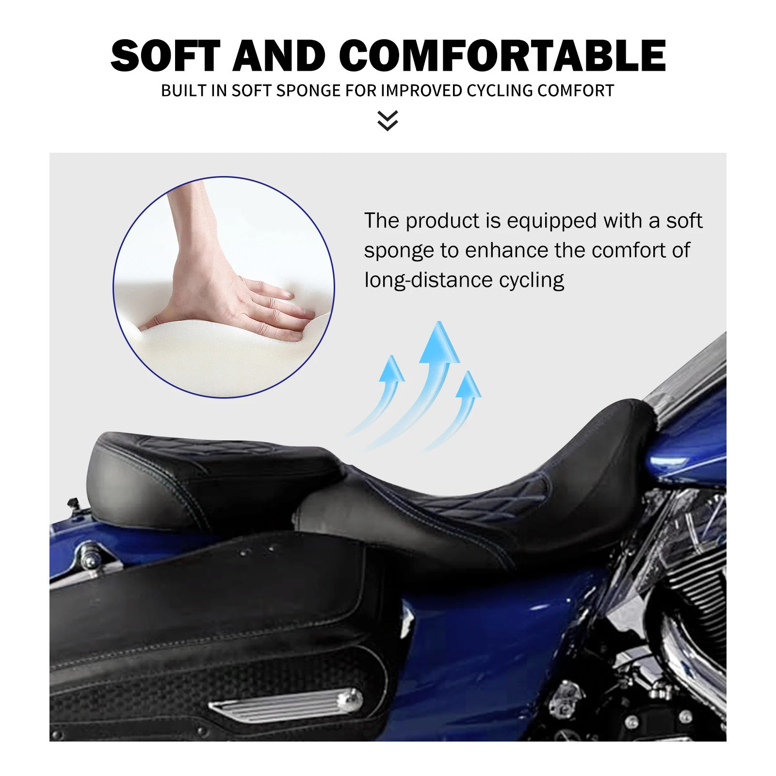 Moto 2-Up Sedile Conducente Passeggero Anteriore Sedile Posteriore In Pelle Per Harley Touring Road King Street Electra Glide FLTRX 2009-2023