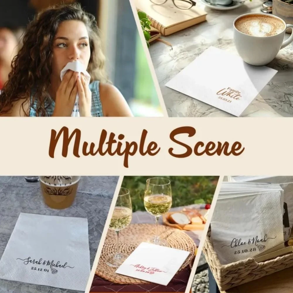 مناديل زفاف مخصصة مع الاسم |   مناديل الحفلات الشخصية |   أي نص على المناديل الخطوبة #4