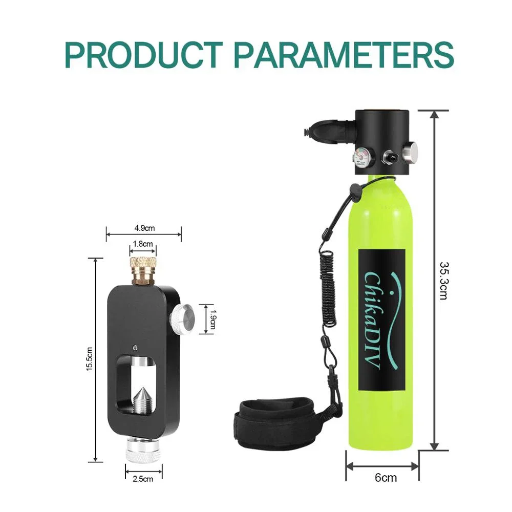 CHIKADIV C300 Mini Scuba Tank - Portable Refillable Air Oxygen Cylinder for Underwater Diving And Snorkeling Gear