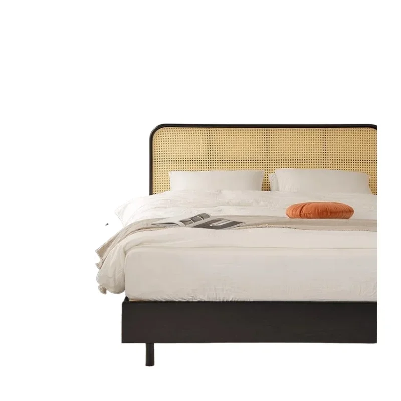 

Solid wood double bed retro wabi style design 1.8 meters 1.5 meters bed light luxury