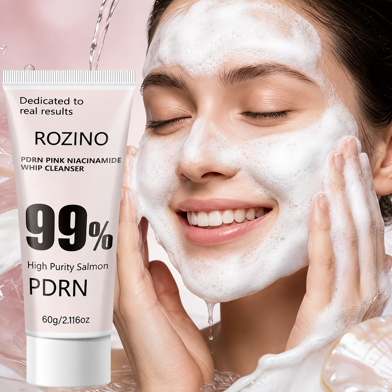 99% Pdrn Pink Niacinamide Foaming Cleanser/Facial Wash, Rich Foam Can Deeply Clean Oil and Dirt, Remove Blackheads, Shrink Pores, Effectively Control Oil, Gently Cleanse, Moisturize, Brighten the Skin, Make It Smoother and More Delicate, Suitable for Both Men and Women, Ideal for Travel and Business Trips, a Gift for Friends and Mothers