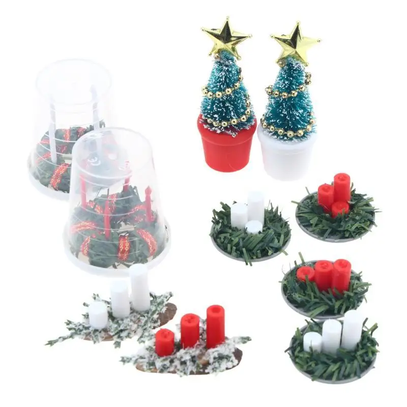 NEW Candle/Tree DIY Xmas Living Room Decor 1:12 Miniature Dollhouse Christmas Scene Accessories Micro Landscape Model view 2