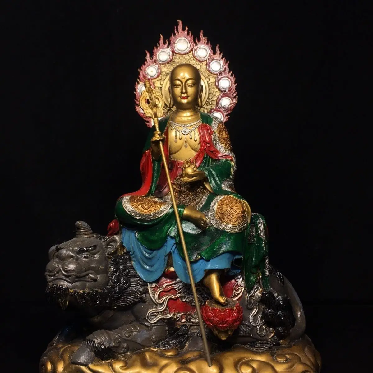 

Seiko pure copper painted Kizo King Bodhisattva is 25cm wide, 35.5cm high, 14cm thick and weighs about 3kg