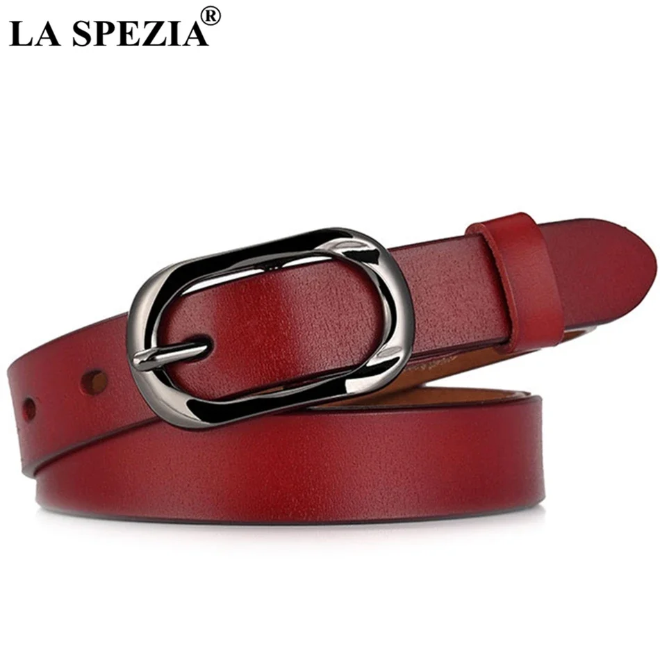 LA SPEZIA-Ceinture en cuir véritable pour femme, ceinturon bordeaux, marque vintage, pour jeans