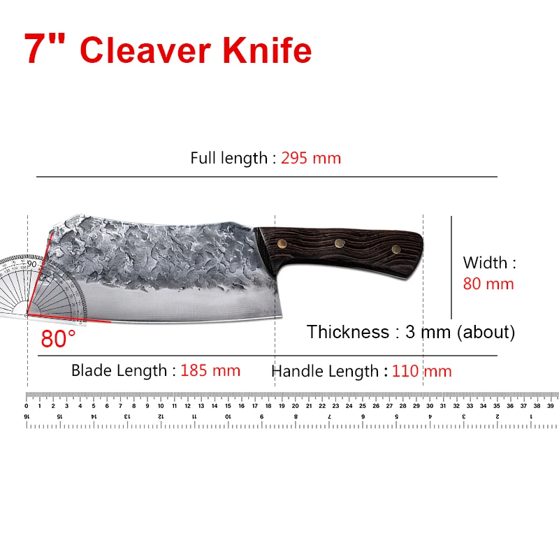 Traditional Handmade Forged Kitchen Knife High Carbon Steel Butcher Knife Forged  Kitchen Cleaver Meat and Vegetable Knives