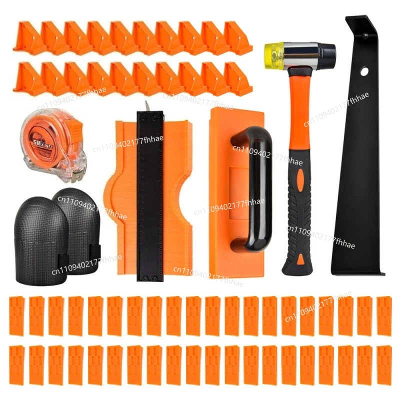 107-Piece Set of Wooden Floor Installation Tools, Rubber Hammer, Knock Board Insert Gasket Floor Installation Set