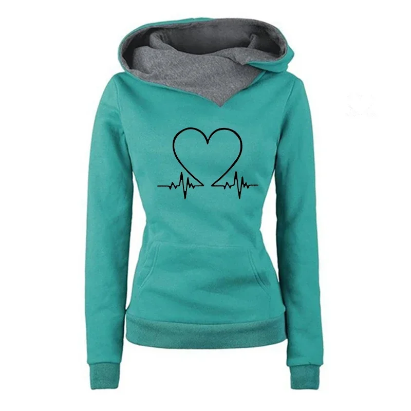 2026 Bestseller Damen-Hoodie Hochwertiger Kapuzenpullover mit Herz-Print Damen Herbst Winter Lässige Mode Warmer Pullover