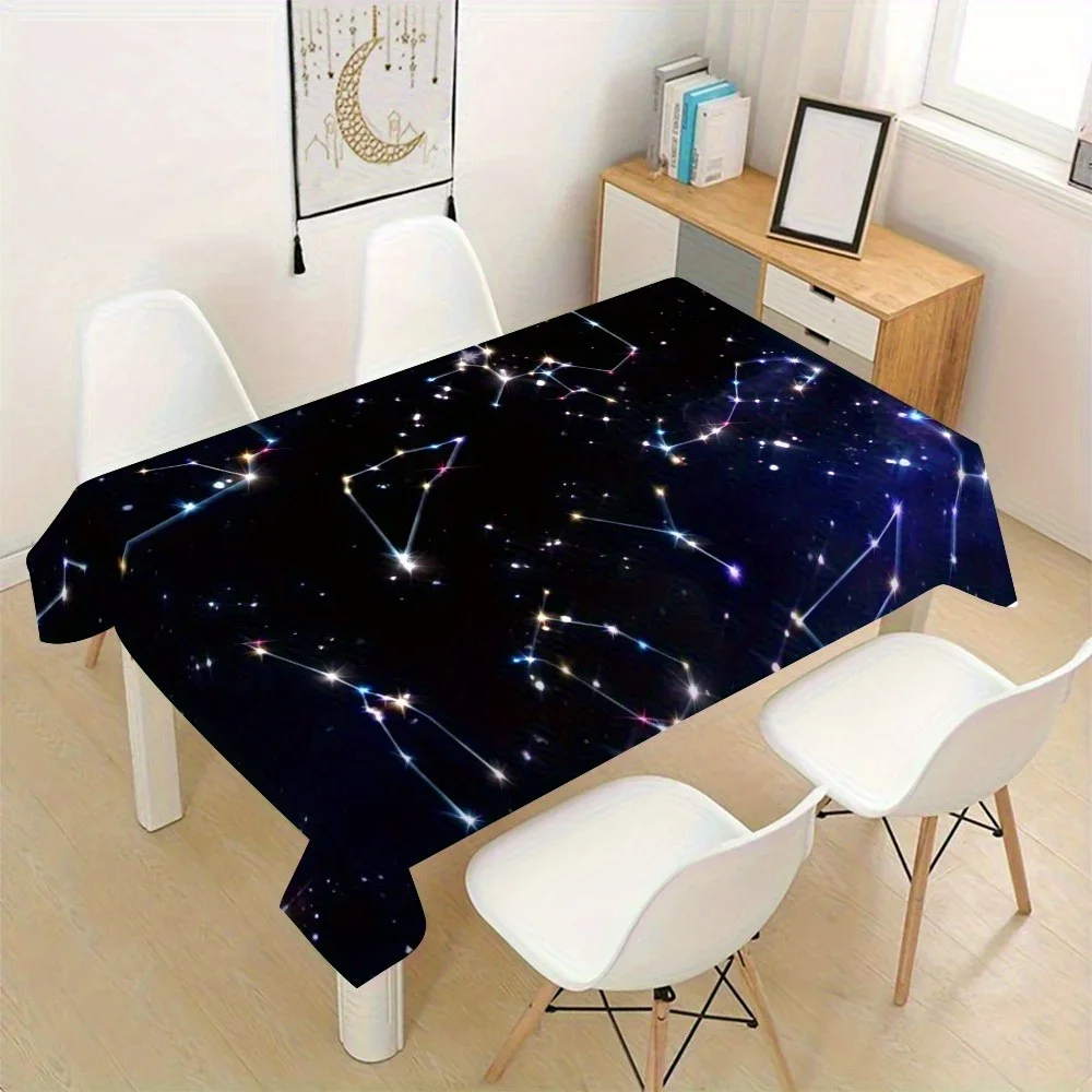 Creative Starry Sky Constellation Pattern Tablecloth - Create a dreamy dining atmosphere. Polyester fiber tablecloth.xzj