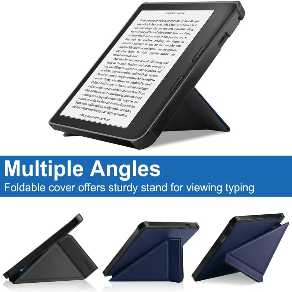 Multi-folding Stand 8 inch e-Reader Case Auto Wake/Sleep Shockproof N777 Smart Cover TPU Leather for Rakuten Kobo Sage