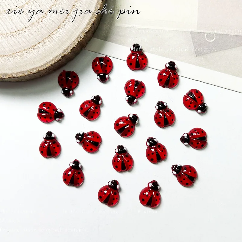 10pcs 3D Kawaii Insect Resin Nail Art Charms Fashion Colorful Coccinellidae Nail Decoration Rhinestones DIY Manicure Accessories