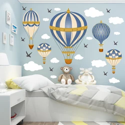 Cartoon Hot Air Balloon Clouds Seagull Wall Stickers For Kids Baby Rooms Nursery Wall Decals Home Decor Peel & Stick Art Mural