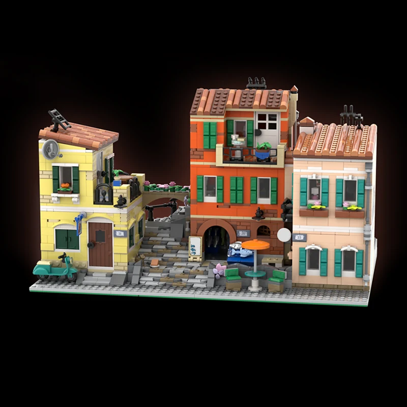 Modelo City Street View, ladrillos de construcción MOC, tiendas cuadradas italianas, tecnología Modular, regalos de vacaciones para niños, juguetes para montar, traje