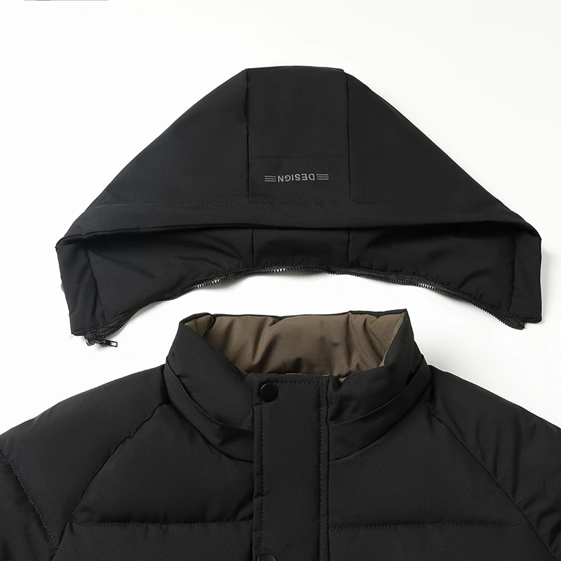 الرجال الفاخرة مقنعين الشتاء سترة سميكة الدافئة معطف مبطّن سستة ملابس خارجية موضة الأعمال عادية الكلاسيكية تنوعا الاتجاه الرجال #4