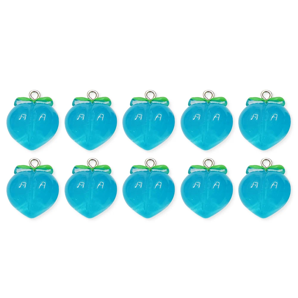 10pcs 3D Peach Flat Resin Charms Pendant DIY Earrings Fruit Pendants Keychain Decoration Transparent Links Hanging Ornaments
