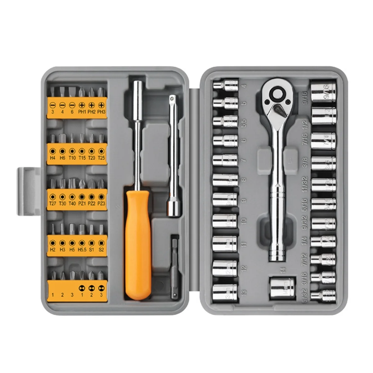 57Pcs Socket Wrench Auto Repair Tool Set Batch Ratchet Wrench Repair Tool Multi-Function Toolbox Hardware Tools