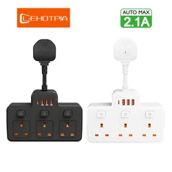 UK AC Plug Power Strip Wall Mounted Independent Switch Multitap Network Filter With USB C Charging Network Filter Adapt