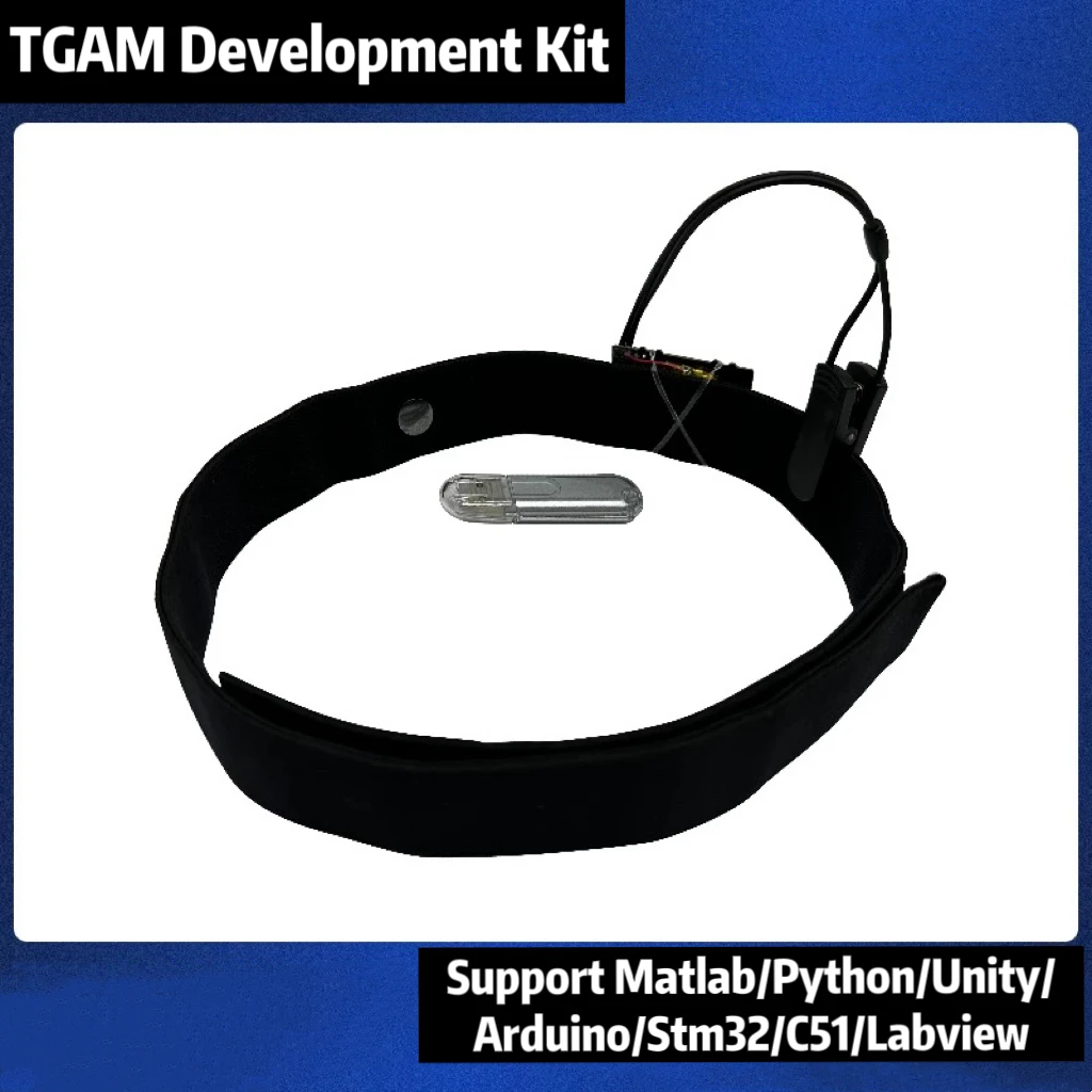 Kit de développement de modules TGAM : Bandeau capteur EEG Brainwave pour l'acquisition de données Mindwave, compatible Arduino, Python, Matlab, Unity