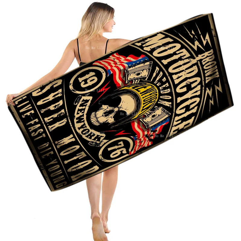 Motorbike Icon And Crossbone Warning Skull Quick Drying Towel By Ho Me Lili Suitable For Fitness Use