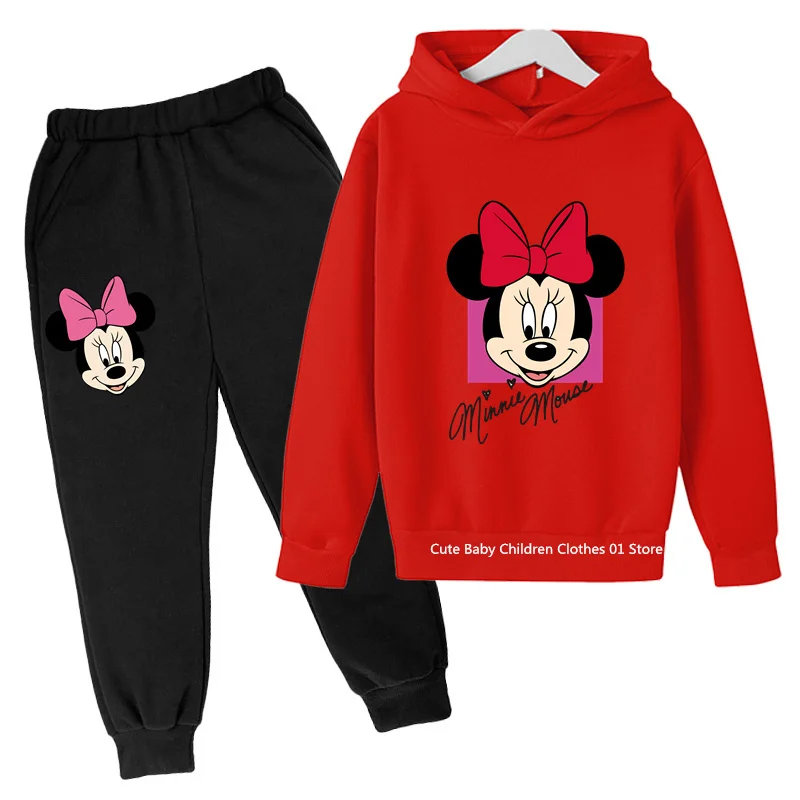 Casual Hoodie Set Minnie Mouse Kawaii Classic Cartoons Boys And Girls New Fashion Spring And Autumn Y2K Pullovers Clothes