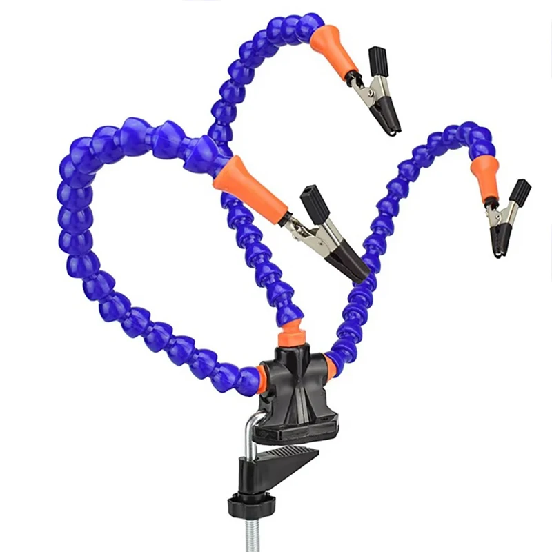 PCB Soldering Holder Helping Hands LED Lamp 3X Magnifying Glass For Electronic Welding Third Hand Fresnel Lens
