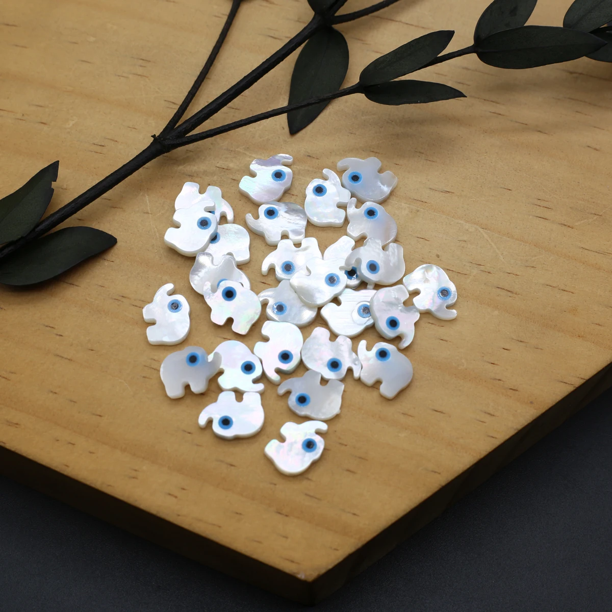 20Pcs Blue Demon Eyes Beads Natural Shell Evil Eye Elephant Shaped Beads Handmade Jewelry Making Bracelet Necklace Charms