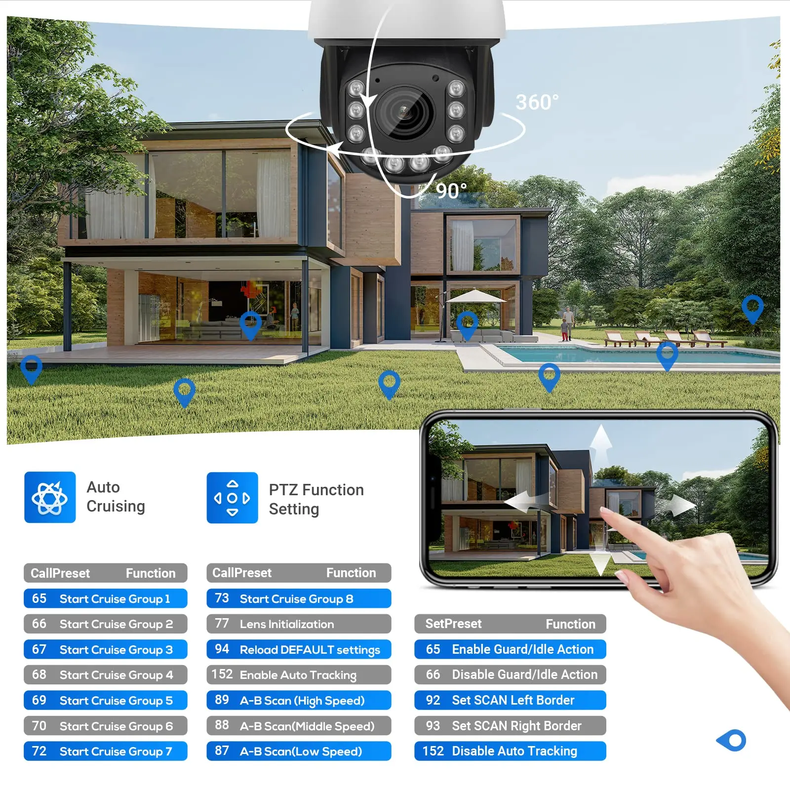 Vikylin 6MP 20X Zoom IR Night Vision PTZ IP Camera For Hik Compatible Two way Audio Human Vehicle Detection POE Security Camera