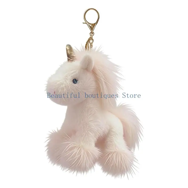 U4LF Cartoon Horse Plushie Keychain Soft And Pendant Perfect For Bags And Keys