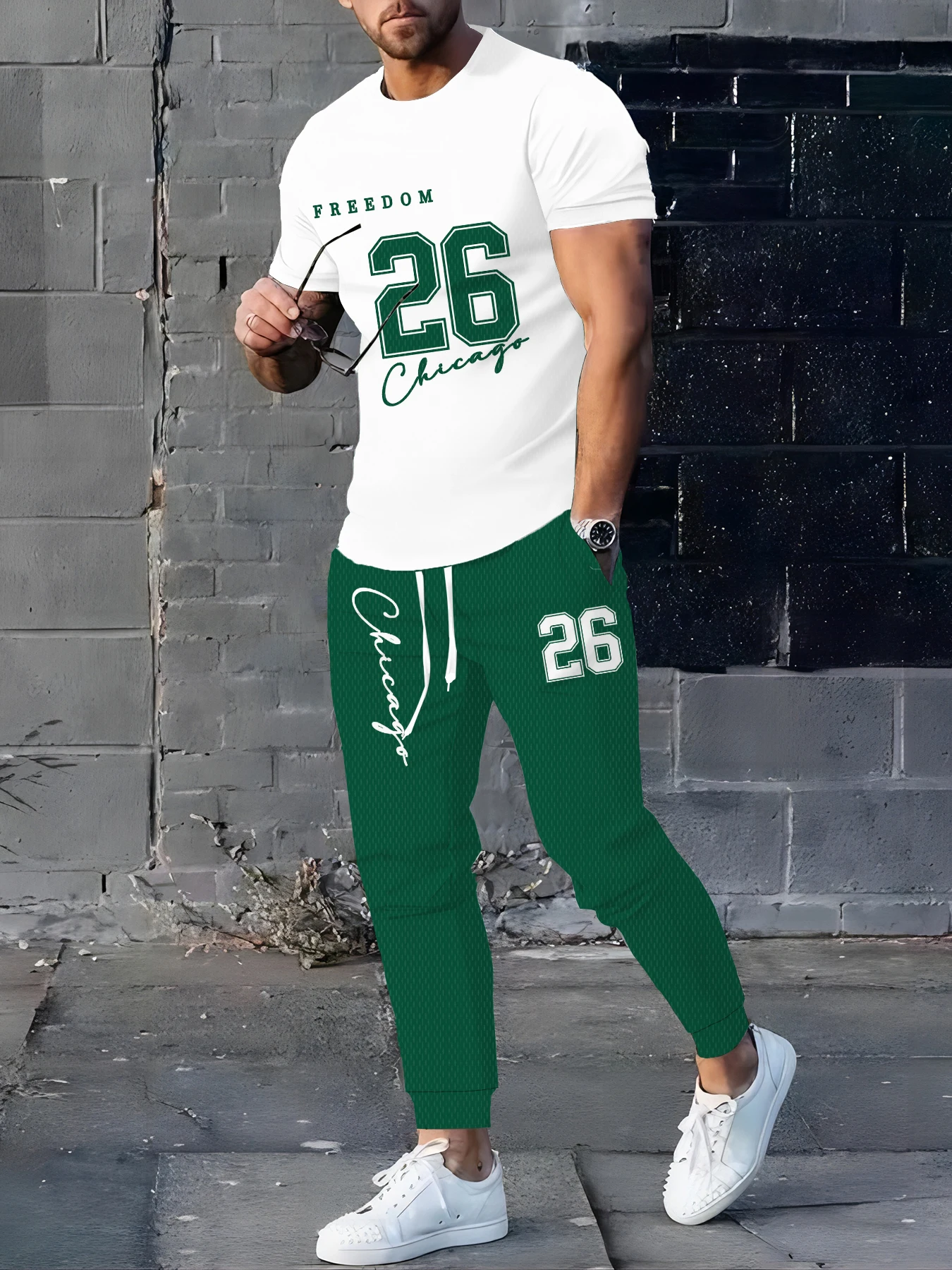 

Classic Color Sporty Fashion 2pcs Set Black And White Block Men's Casual Short-sleeved Shirt And Fashionable Autumn Long Pant