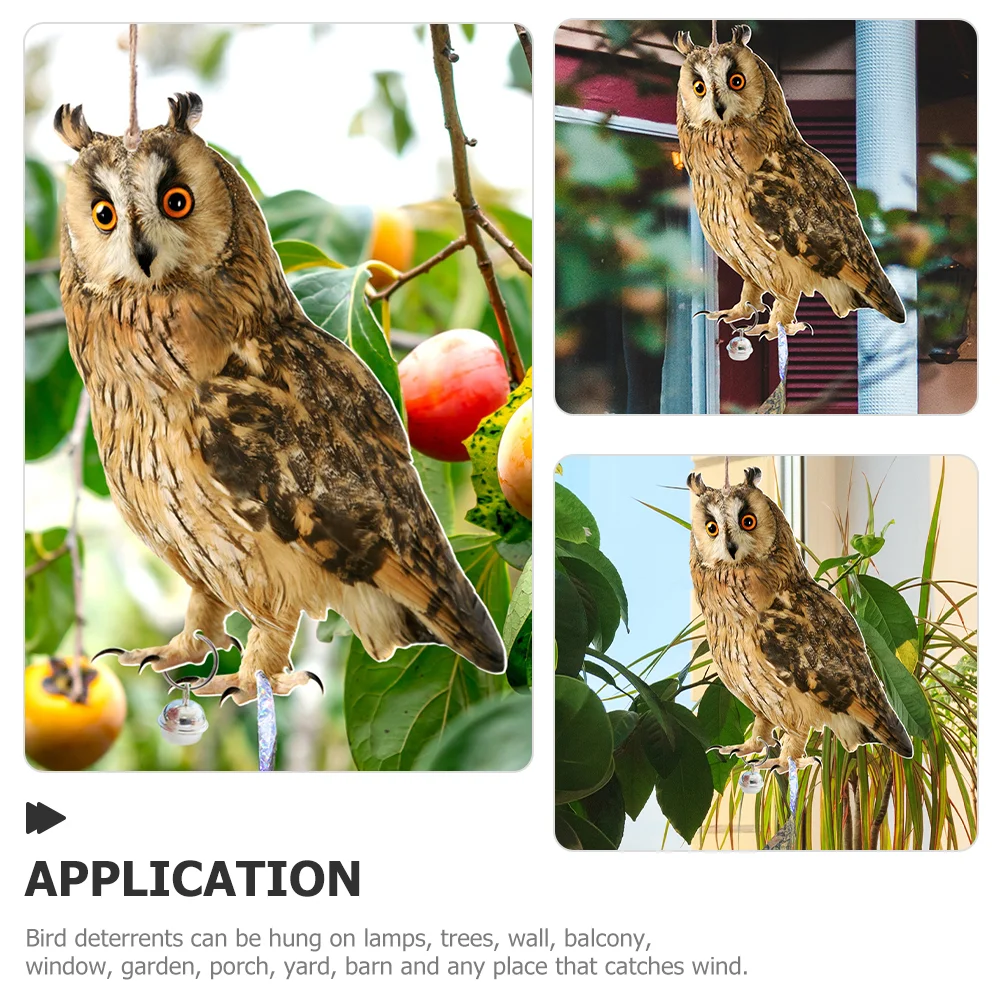 Pastoral Orchard Bird Repelling Owl Bell Decorative Wind Chime Pendant Garden Hanging Yard Ornament Tree Craft Birds