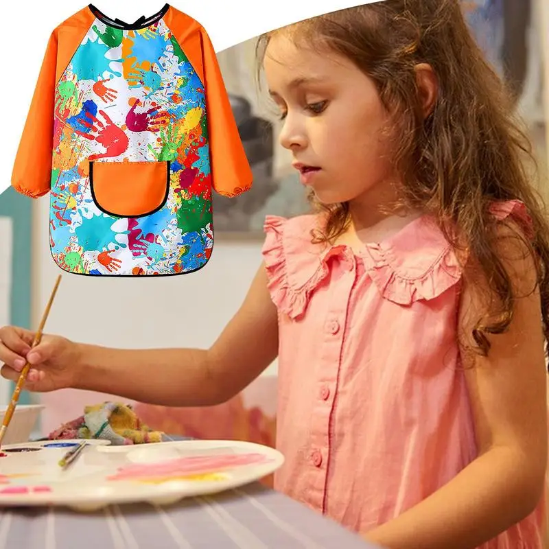 Delantales de arte para niños, delantal de pintura impermeable de manga larga para niños, bata artística para niños con sentido artístico para